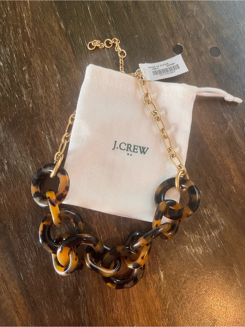 J. Crew Tortoiseshell Link Necklace in Brown and Gold-Tone - Picture 2 of 3